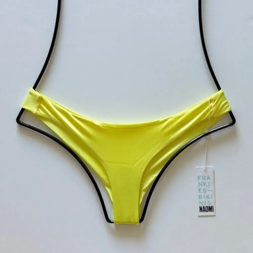 Frankie’s Bikinis Marina Satin Cheeky Bikini Bottom - Lemon Drop - S - NWT